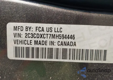 2021 Dodge Charger R/T Rwd z USA, uszkodzony, nr VIN 2C3CDXCT7MH594446